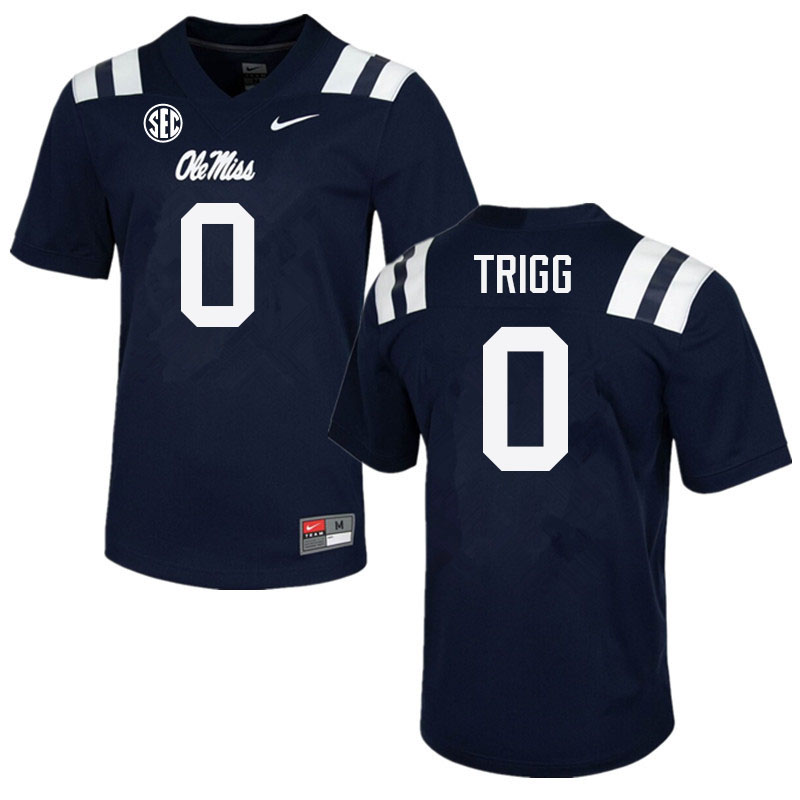 Men #0 Michael Trigg Ole Miss Rebels College Football Jerseys Sale-Navy